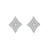 Diamond-Cut Diamond Square Stud Earrings in Sterling Silver - Front View - FITINY Jewelry