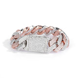 Triple-Row Cuban Link Bracelet with Diamond-Cut Rhinestones - Front View - FITINY Jewelry