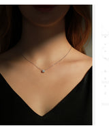 Geometric Moissanite Pendant Necklace in Sterling Silver – D - Front View - FITINY Jewelry