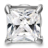 Stainless Steel Magnetic Princess Cut CZ Stud Earrings for Men Women, 6/8mm Square Cubic Zirconia Inlaid Magnetic Earrings Non-Piercing Clip On Studs - FITINY Jewelry