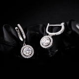 Close-up macro shot of brilliant round zirconia stones set evenly around the hoop circumference