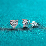 S925 Moissanite/CZ Heart Shape Stud Earrings, 1-2ct D-Grade VVS Certificate, Hypoallergenic Sterling Silver Gift - FITINY Jewelry