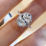 Dazzling 4 Carat Oval-Cut CZ Halo Adjustable Ring with Pave Band, Cubic Zirconia Luxury Design for Men and Women - FITINY Jewelry