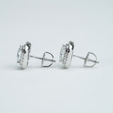 Close-up of square-cut moissanite center stone with surrounding accent stones