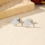 Clover Flower Moissanite Stud Earrings in Sterling Silver – - On Model View - FITINY