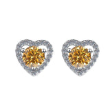 S925 Colorful Moissanite/CZ Heart Shape Halo Stud Earrings, 0.5ct D-Grade VVS Certificate, Hypoallergenic Sterling Silver Gift - FITINY Jewelry