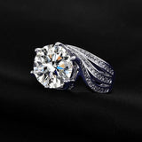5 Carat Round-Cut Zircon Halo Ring, Triple Band Full Pave Design for Women - FITINY Jewelry