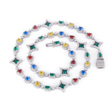 Geometric Zirconia Hip Hop Necklace in Gold or White Gold – - Front View - FITINY Jewelry