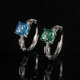 Multicolor Ice Flower Cut Square CZ Adjustable Ring, 8*8mm 5A Cubic Zirconia, 6 Color Options, Dainty Luxe - FITINY Jewelry