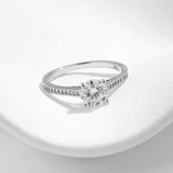 Geometric Moissanite Ring in Sterling Silver – Modern Minima - Detail View - FITINY Jewelry