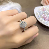 Dazzling 4 Carat Oval-Cut CZ Halo Adjustable Ring with Pave Band, Cubic Zirconia Luxury Design for Men and Women - FITINY Jewelry