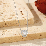 Delicate Heart-Shaped Moissanite Pendant Necklace in Sterlin - On Model View - FITINY