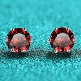 S925 Colorful Moissanite & CZ Classic 6-Prong Stud Earrings For Men Women Gift, 10 Color 0.5-2ct D-Grade VVS Certificated Moissanite Sterling Silver Studs - FITINY Jewelry