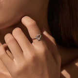 Irregular Heart-Shaped Moissanite Ring in Sterling Silver - Detail View - FITINY Jewelry