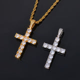 Oversized Hip Hop Cross Necklace for Men – White Gold Plated - Side View - FITINY