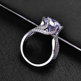 5 Carat Round-Cut Zircon Halo Ring, Triple Band Full Pave Design for Women - FITINY Jewelry