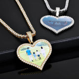 Heart-Shaped Photo Pendant Necklace with Zirconia Accents in - Gift Box - FITINY Jewelry