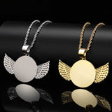 Angel Wing Photo Pendant Necklace with Cubic Zirconia in Bra - Detail View - FITINY Jewelry