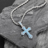 Geometric Cross Pendant Necklace with Cubic Zirconia Stones - Front View - FITINY Jewelry