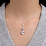 S925 Multicolor Mermaid Tear Floating CZ Necklace, Sterling Silver Invisible Fishing Line 6-8mm Cubic Zirconia Pendant, 40+5cm Adjustable Dainty Minimalist Choker - FITINY Jewelry