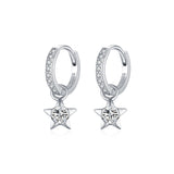 Star-Shaped Moissanite Stud Earrings in Sterling Silver - Front View - FITINY Jewelry