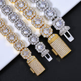 Geometric Square Ice Sugar Chain Necklace with Cubic Zirconi - Front View - FITINY Jewelry