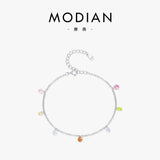 Geometric Crystal Charm Bracelet in Sterling Silver – Stacka - Side View - FITINY