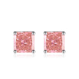 Multicolor Ice Flower Cut Square CZ Stud Earrings, 7*7mm 5A Cubic Zirconia, Dainty Luxe - FITINY Jewelry