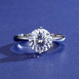 S925 Classic 6-Prong High Carbon CZ Engagement Ring, 0.5–3ct Round Cut Cubic Zirconia, Sterling Silver Daily Gift for Her Him - FITINY Jewelry