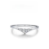 Geometric Arrow Stackable Ring in Sterling Silver with Moissanite Accents