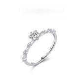 Geometric Moissanite Accent Ring in Sterling Silver – Stackable or Statement Finger Ring for Women