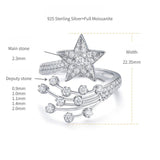 Comet Star Moissanite Ring in Sterling Silver – Adjustable Geometric Statement Ring for Women