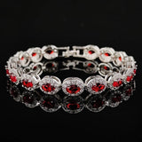 Colorful CZ Halo Tennis Bracelet, Multicolor Gemstone Bridal Jewelry, Unique Pattern Gift for Her, Cubic Zirconia Bridesmaid Bracelet - FITINY Jewelry