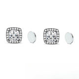 Stainless Steel Magnetic CZ Square Halo Stud Earrings for Men Women, Square Cubic Zirconia Inlaid Magnetic Earrings Non-Piercing Clip On Stud Earring - FITINY Jewelry