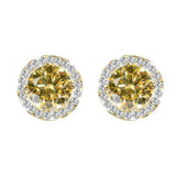 S925 Multicolor Moissanite Round Halo Stud Earrings with Threaded Needle, 8 Color Options, 0.1-3ct D-Grade VVS, Sterling Silver Jewelry for Men Women - FITINY Jewelry