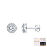 Round Moissanite Stud Earrings in Sterling Silver – Minimali - Detail View - FITINY Jewelry
