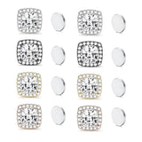 Stainless Steel Magnetic CZ Square Halo Stud Earrings for Men Women, Square Cubic Zirconia Inlaid Magnetic Earrings Non-Piercing Clip On Stud Earring - FITINY Jewelry
