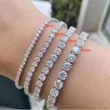 VVS1 Moissanite S925 & 14K Tennis Chain Iced Out Necklace and Bracelet, 6–26 Inch, 2–6.5mm Round Cut D-Grade Certified Moissanite, Sterling Silver White Gold Plated, Hypoallergenic Hip Hop Jewelry - FITINY Jewelry