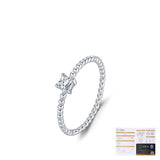 Geometric Moissanite Accent Ring in Sterling Silver – Heart, Square & Round Designs