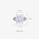 Multicolor Ice Flower Cut CZ Adjustable Ring, 10*14mm 5A Main Cubic Zirconia, Two Heart Side CZ, Dainty Luxe - FITINY Jewelry