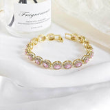 Colorful CZ Halo Tennis Bracelet, Multicolor Gemstone Bridal Jewelry, Unique Pattern Gift for Her, Cubic Zirconia Bridesmaid Bracelet - FITINY Jewelry