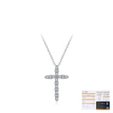 Sterling Silver Cross Pendant Necklace with Sparkling Moissa - Detail View - FITINY Jewelry