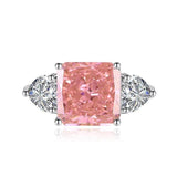 Multicolor Ice Flower Cut Square CZ Adjustable Ring, 10*10mm 8A Main Cubic Zirconia, Two Heart Side CZ, Dainty Luxe - FITINY Jewelry