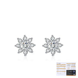 Floral Moissanite Stud Earrings in Sterling Silver – Chic Snowflake Design