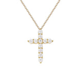 S925 Moissanite Cross Necklace, 3 Color Options, 11 Stones 0.1-0.5ct VVS, Dainty Luxe Clavicle Pendant, Sterling Silver Jewelry - FITINY Jewelry
