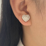 Dainty Iced Out CZ Heart Stud Earrings, Micro-Pavé Love Studs for Women Gifts - FITINY Jewelry