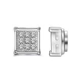 Stainless Steel Magnetic Iced Out CZ Square Stud Earrings for Men Women, 9 Mini Cubic Zirconia Inlaid Magnetic Earrings Non-Piercing Clip On Stud Earring - FITINY Jewelry