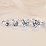 S925 Classic 6-Prong Moissanite Engagement Ring, 0.5–3ct Round Cut D-Grade VVS Certified Solitaire, Sterling Silver Wedding Gift for Her Him - FITINY Jewelry