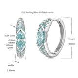 Horus Eye Emerald-Blue Moissanite Stud Earrings — Oval Cut, 18K Gold Plated Sterling Silver