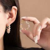 Dazzling Irregular Crystal Circle Hoop Earrings with S925 Sterling Silver Post, New Trend Elegant Geometry Earrings for Women Gifts - FITINY Jewelry